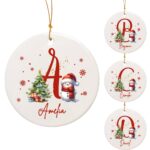 Personalized Ceramic Christmas Ornament – Custom Initial & Name Snowman Keepsake for Tree Decorating & Holiday Gifting - Image 2