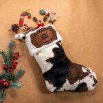 Cow-Print Christmas Stocking – Rustic Western Stocking with Custom Name Patch for Farmhouse Lovers & Family Traditions - Image 2