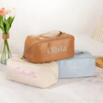 Personalized leather makeup bag for heartfelt travel