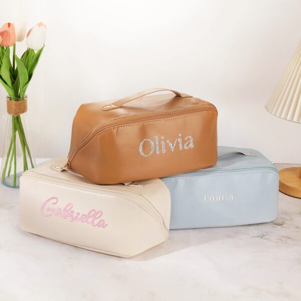 Personalized leather makeup bag for heartfelt travel