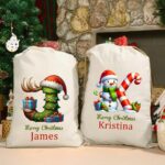 Personalized Christmas Initial Gift Bag – Custom Canvas Santa Sack with Name for Kids, Family Traditions & Holiday Magic - Image 3