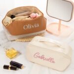 Cherish Her Daily Rituals with a Personalized Leather Makeup & Toiletry Bag – A Stylish Organizer for Women Who Travel with Heart - Image 2