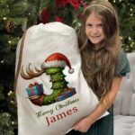 Personalized Christmas Initial Gift Bag – Custom Canvas Santa Sack with Name for Kids, Family Traditions & Holiday Magic - Image 4