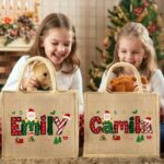 Personalized Christmas Jute Tote Bag – Festive Santa Name Design for Holiday Shopping & Family Celebrations - Image 4