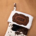 Cow-Print Christmas Stocking – Rustic Western Stocking with Custom Name Patch for Farmhouse Lovers & Family Traditions - Image 6