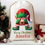 Personalized Christmas Initial Gift Bag – Custom Canvas Santa Sack with Name for Kids, Family Traditions & Holiday Magic - Image 5