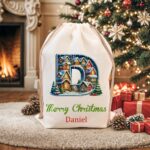 Personalized Christmas Initial Gift Bag – Custom Canvas Santa Sack with Name for Kids, Family Traditions & Holiday Magic - Image 6