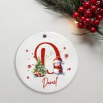 Personalized Ceramic Christmas Ornament – Custom Initial & Name Snowman Keepsake for Tree Decorating & Holiday Gifting - Image 6