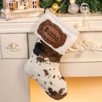Cow-Print Christmas Stocking – Rustic Western Stocking with Custom Name Patch for Farmhouse Lovers & Family Traditions - Image 3