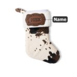 Cow-Print Christmas Stocking – Rustic Western Stocking with Custom Name Patch for Farmhouse Lovers & Family Traditions - Image 8