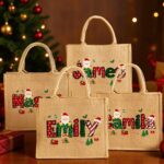 Personalized Christmas Jute Tote Bag – Festive Santa Name Design for Holiday Shopping & Family Celebrations - Image 12