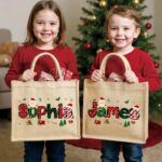 Personalized Christmas Jute Tote Bag – Festive Santa Name Design for Holiday Shopping & Family Celebrations - Image 14