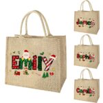 Personalized Christmas Jute Tote Bag – Festive Santa Name Design for Holiday Shopping & Family Celebrations - Image 16
